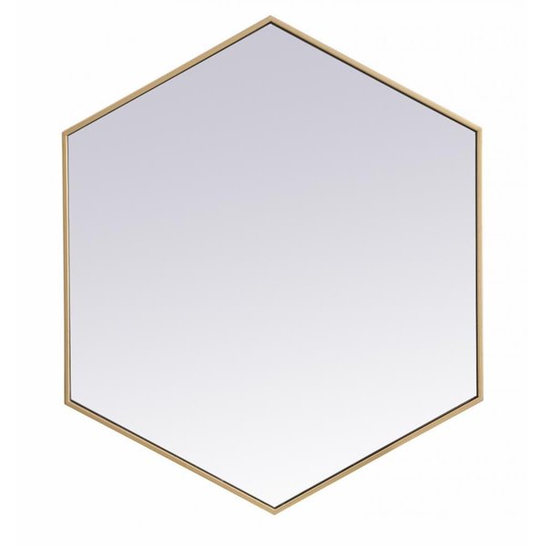 Blueprints 38 in. Metal Frame Hexagon Mirror in Brass - 37.125 x 31.25 x 0.16 in. BL2571246